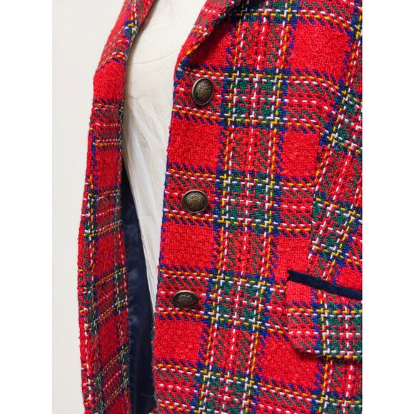 Talbots red plaid tweed blazer sz 10P Office Career Preppy Old Money Church - Picture 5 of 5
